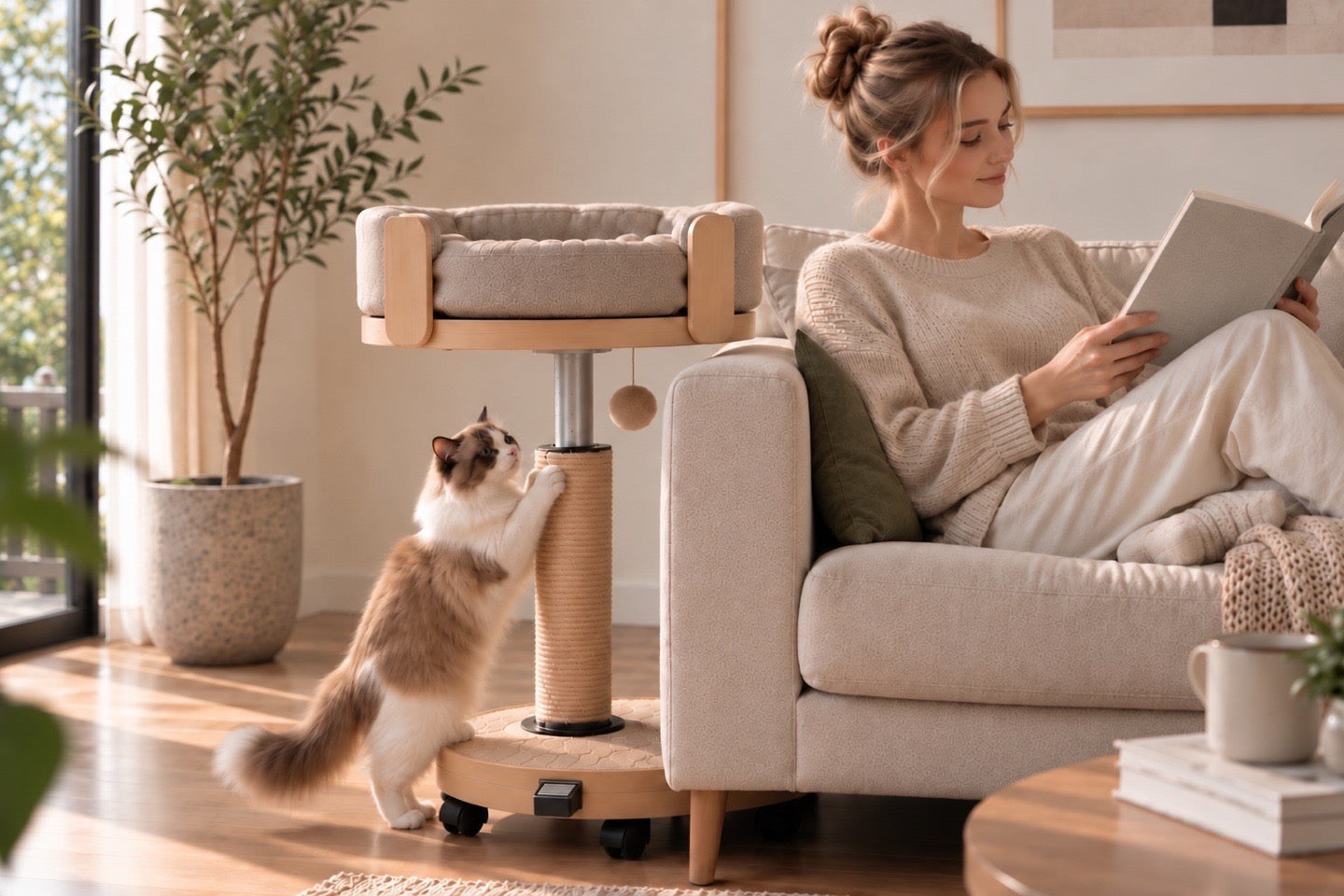 The current Kufucat concept positioned beside a sofa.
